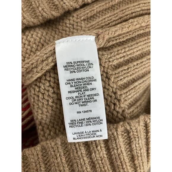 Vineyard Vines Merino Wool Blend Fair Isle Sweater Sz S New Camel Mock Neck $198 - Picture 6 of 9